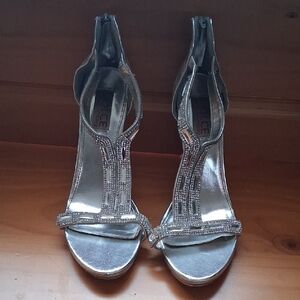 Chase + Chloe Silver Strappy Heels